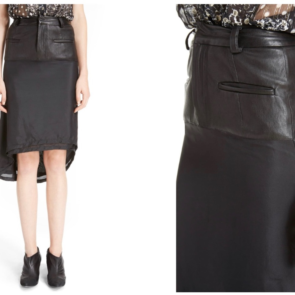 Haider Ackermann Leather & Stretch Cotton Skirt